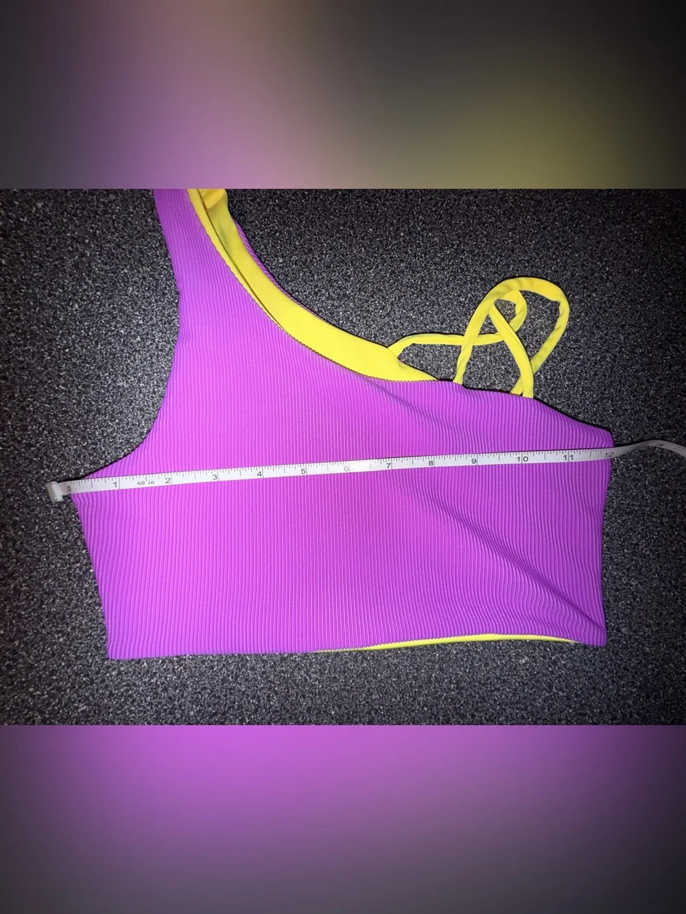 Tiger Friday One-Shoulder Purple & Yellow Dance Top Size Adult X-Small